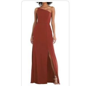 Wedding /bridesmaid/prom dress one-shoulder auburn